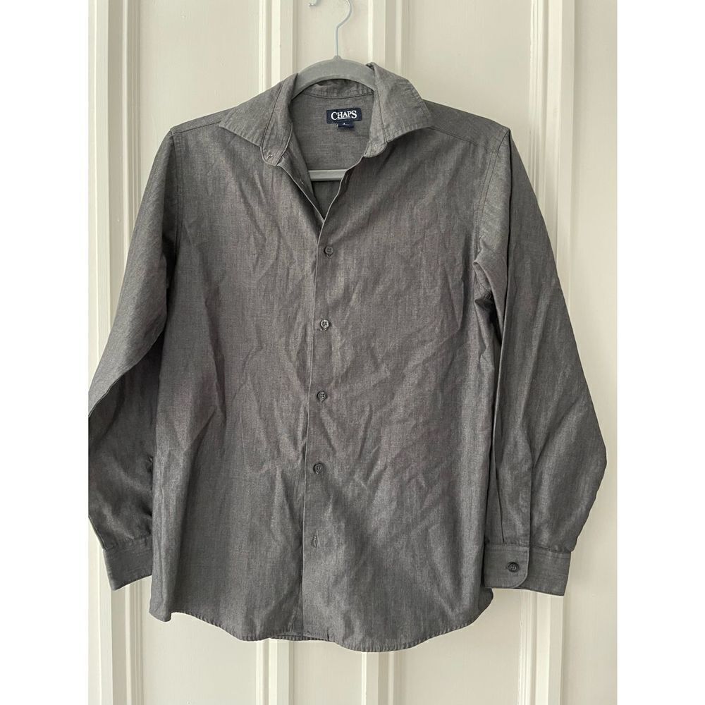 Chaps boys gray button down shirt 14-16